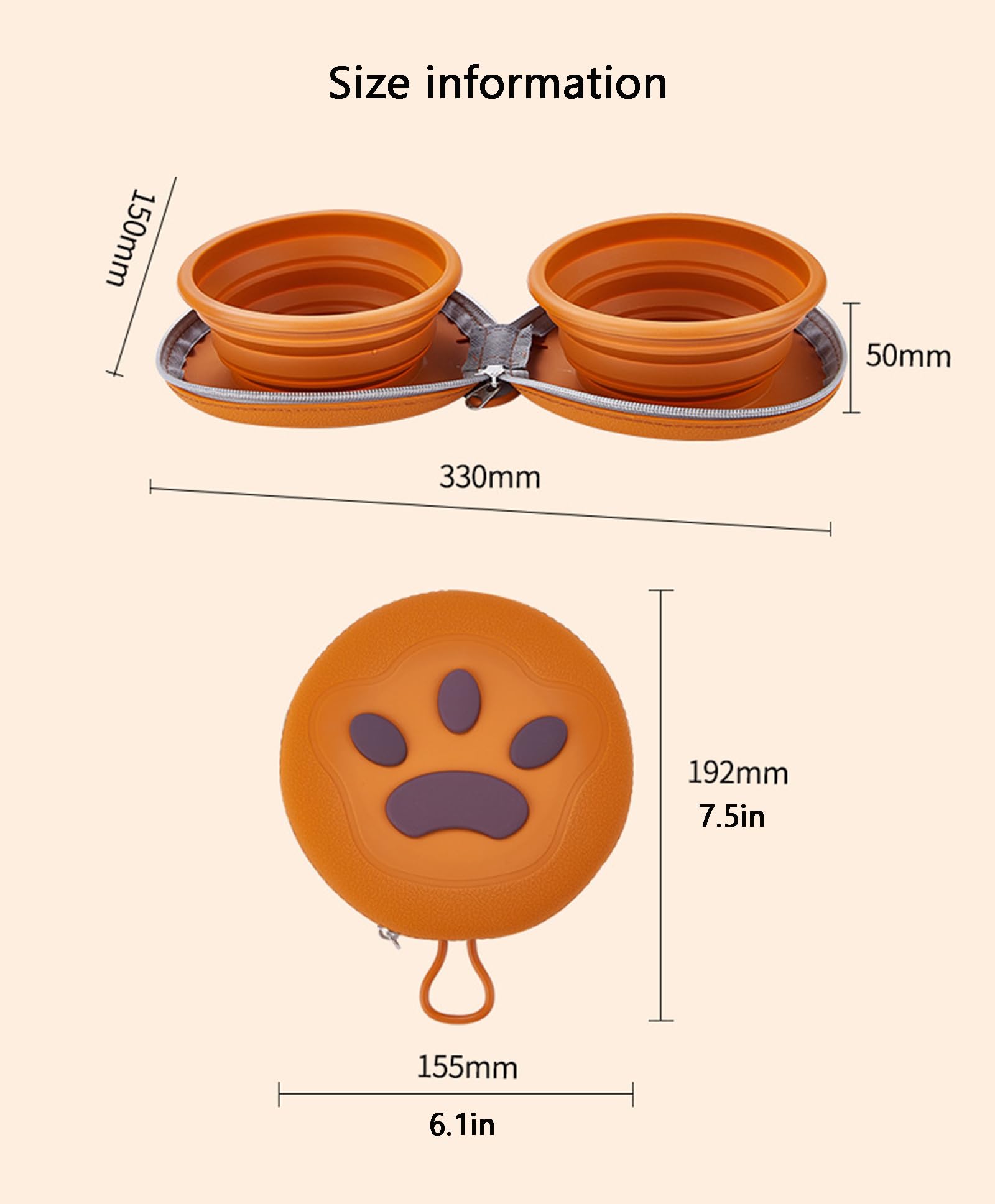 Gamelles d'eau pliables pour chien, pour voyage, extérieur portable, 2 en 1, mangeoire pour la marche, le camping et la randonnée, marron, 20 x 15 cm