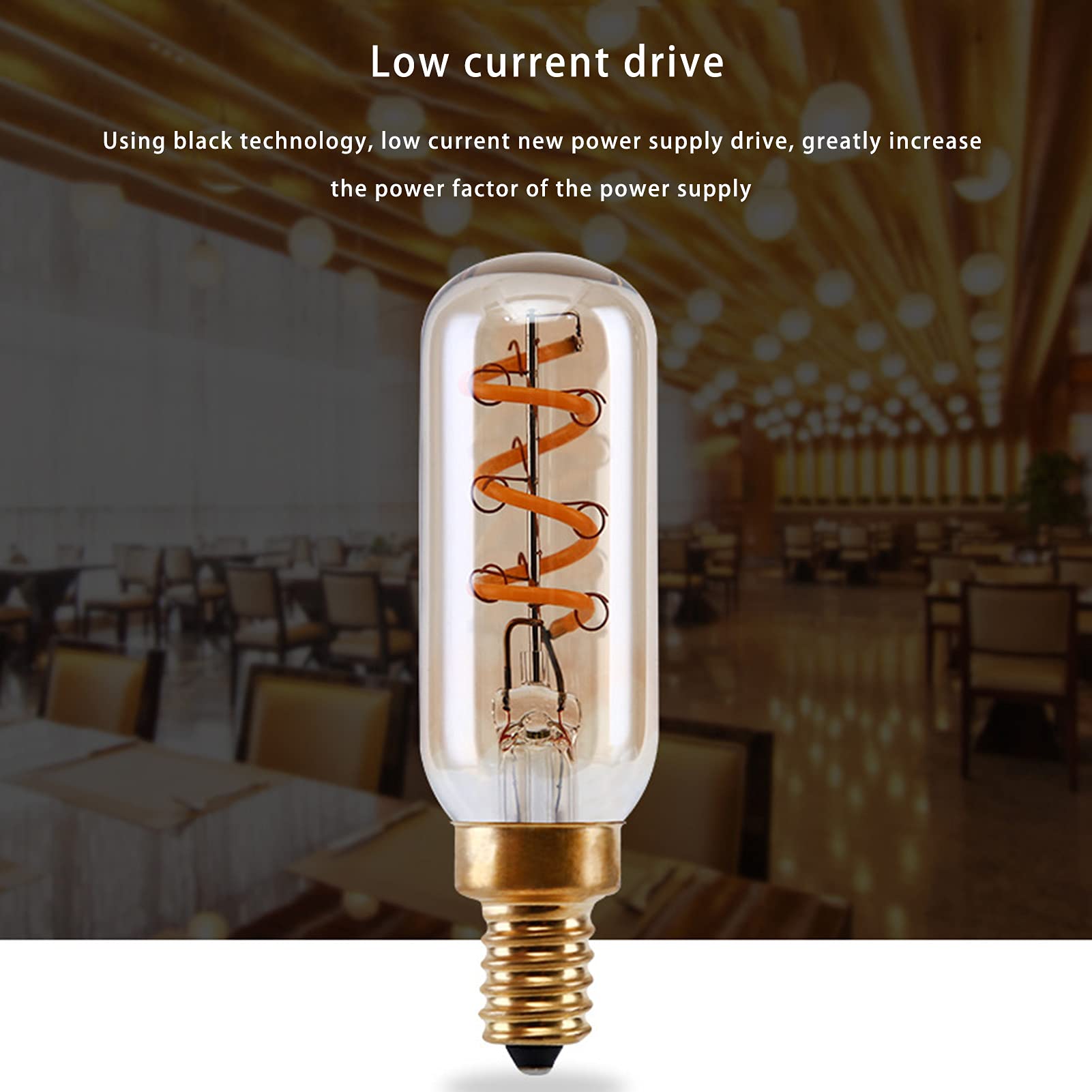 Lampadina LED vintage dimmerabile T25 3W filamento a spirale LED Edison E12 Lampadina, 2200k Giallo caldo, Lampadina illuminazione domestica senza sfarfallio, Confezione 4