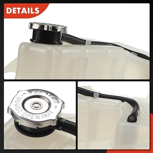 Miniatura 8 de A-Premium Tanque de depósito de recuperación de desbordamiento de refrigerante del motor presurizado delantero [con tapa y tubería] Compatible con