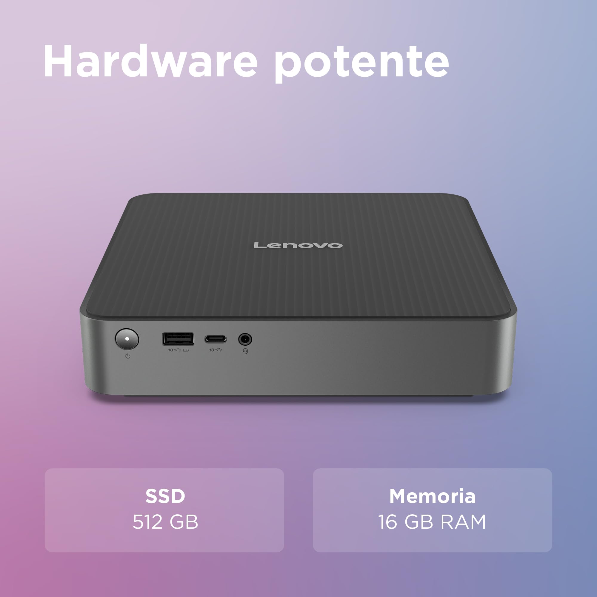 Lenovo IdeaCentre Mini Tower Gen 10 - Mini PC Desktop, Intel Core 5 210H, RAM 16GB, SSD 512GB, Wi-Fi 6E, BT 5.3, Windows 11 Home - Luna Grey