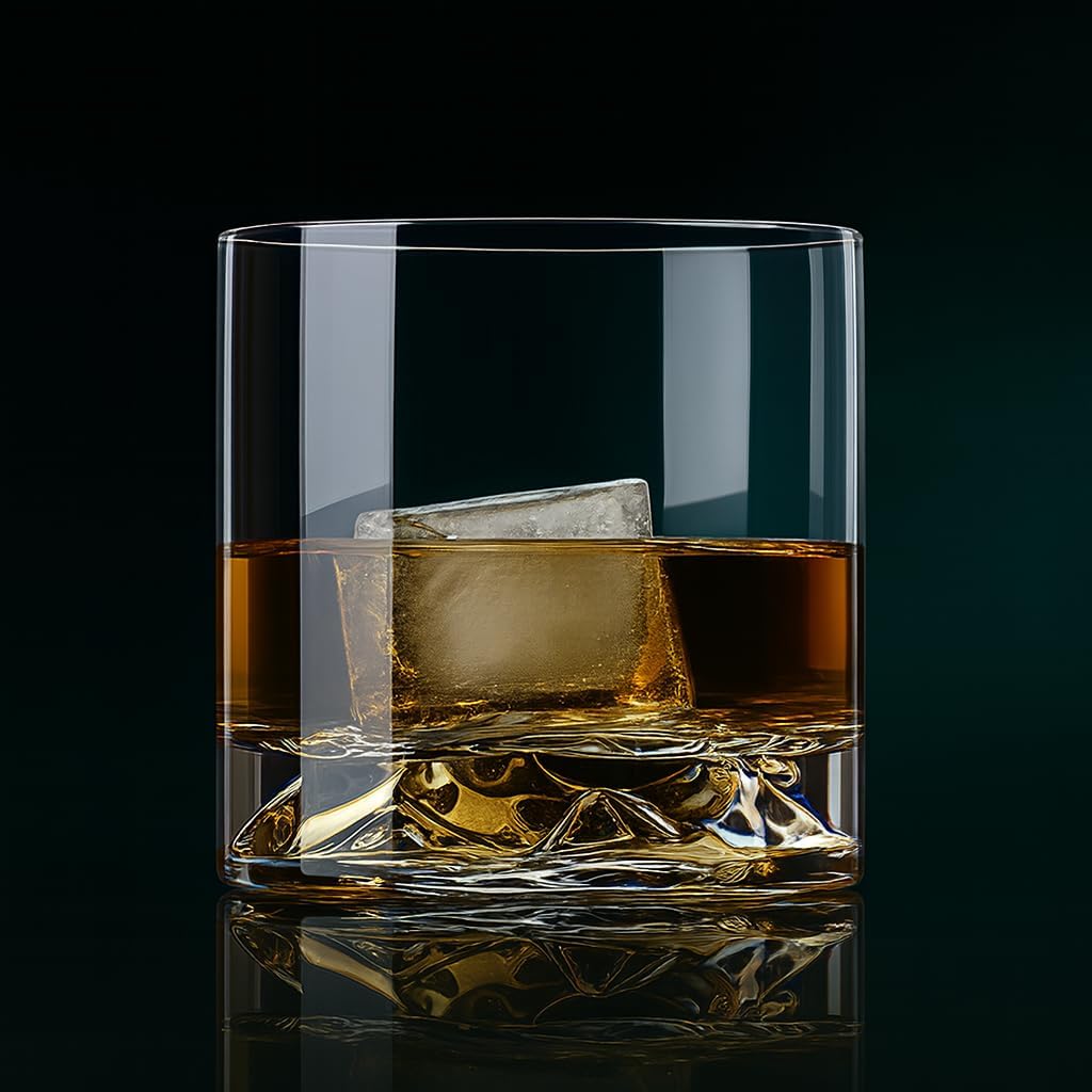 Mountain Whiskey Glass – 11oz Lead-Free Crystal Tumbler with 3D Mountain Base, Heavy Thick Bottom Rocks Glass for Bourbon, Scotch, Cocktails & Home Barware - Image 5