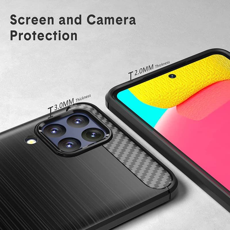 Image of NPRC Hybrid Ultra Slim Protective Case TPU Non-Slip Carbon Fiber Texture Shockproof Case Cover for Samsung Galaxy M53 5g - Blue