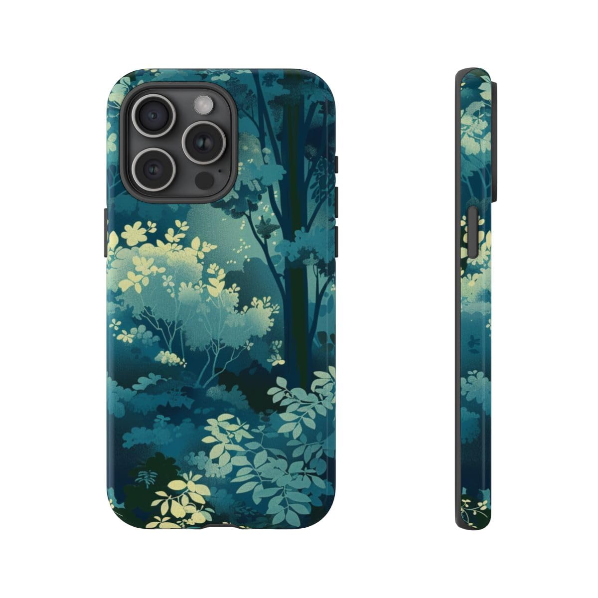 Coque iPhone 15 Pro Max rigide verte motif feuillage anti-rayures - 4
