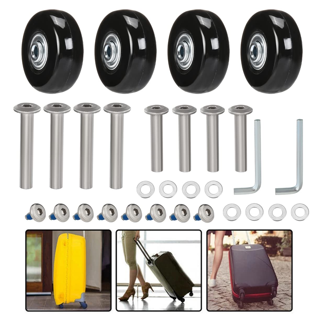 Ruote Di Ricambio Per Valigie LSTOPGO - 4 Pezzi 50mm Gomma Con Cuscinetti 608ZZ - Foto 8