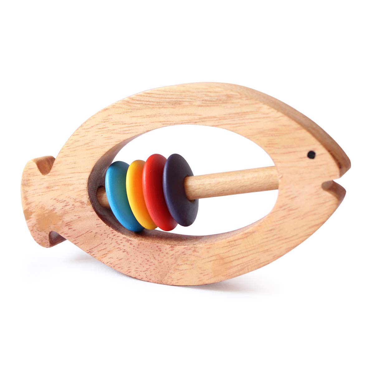 Shumee Neem Wooden Fish Teether Rattle Toy (0+ Years) | Eco Friendly | Anti- Bacterial | Multicolor | Sensory Toy | Beeswax Polish (B0725CR8JY) Amazon Price History, Amazon Price Tracker