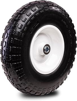 Taifa 1 PC 13 Inch Solid Flat Free Replacement Tires and Wheels 4.00-6 with 5/8 Bearing and 2.17 Offset Hub, Air Less Wheel for Wheelbarrow/Wagon/Hand Truck/Trolley/Garden Scooter etc.
