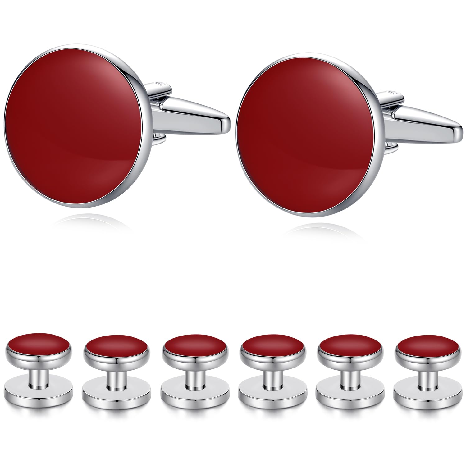 HONEY BEAR Juego de 6 gemelos y tachuelas, color ónix negro, para hombre, camisas, esmoquin, regalo de boda