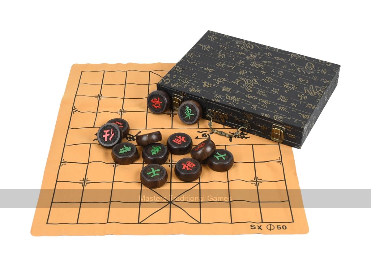 Xiang-Qi - Set di scacchi cinesi in custodia di lusso, pezzi da 50 mm