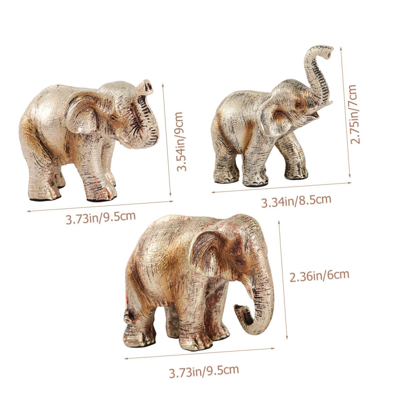 Abaodam 3pezzi Statuetta Elefante Resina Decorazione Nordic Per Ufficio e Casa Design Unico e Leggero Ornamentazione Elegante Per Interni e