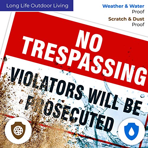 No Trespassing Sign, Violators Will Be Prosecuted Sign, 10X14 Heavy Aluminum, Uv Protected, Indoor/Outdoor Use, Weather/Fade Resistant, Made In Usa By Sigo Signs #TOP4