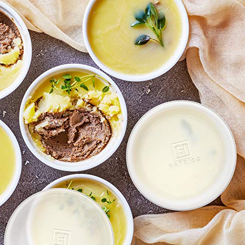 Hatrigo Porcelain Ramekins With Silicone Storage Lids, Set Of 6 White Ramekins, 10 Oz Oven Safe To 450 Deg F, Dishwasher Safe #TOP5