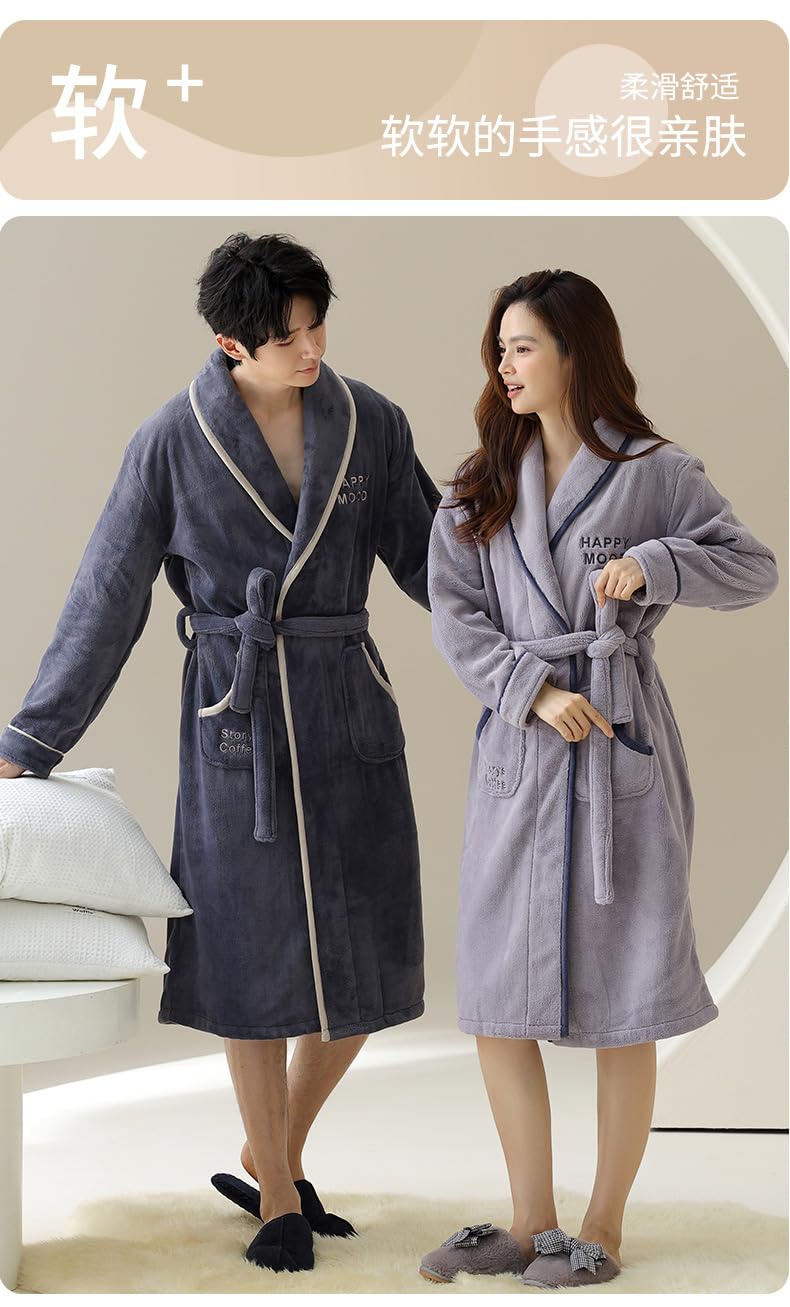 Korallen Fleece Nachthemd Paar Herbst Und Winter Kontrastfarbe Nachthemd für Zuhause
