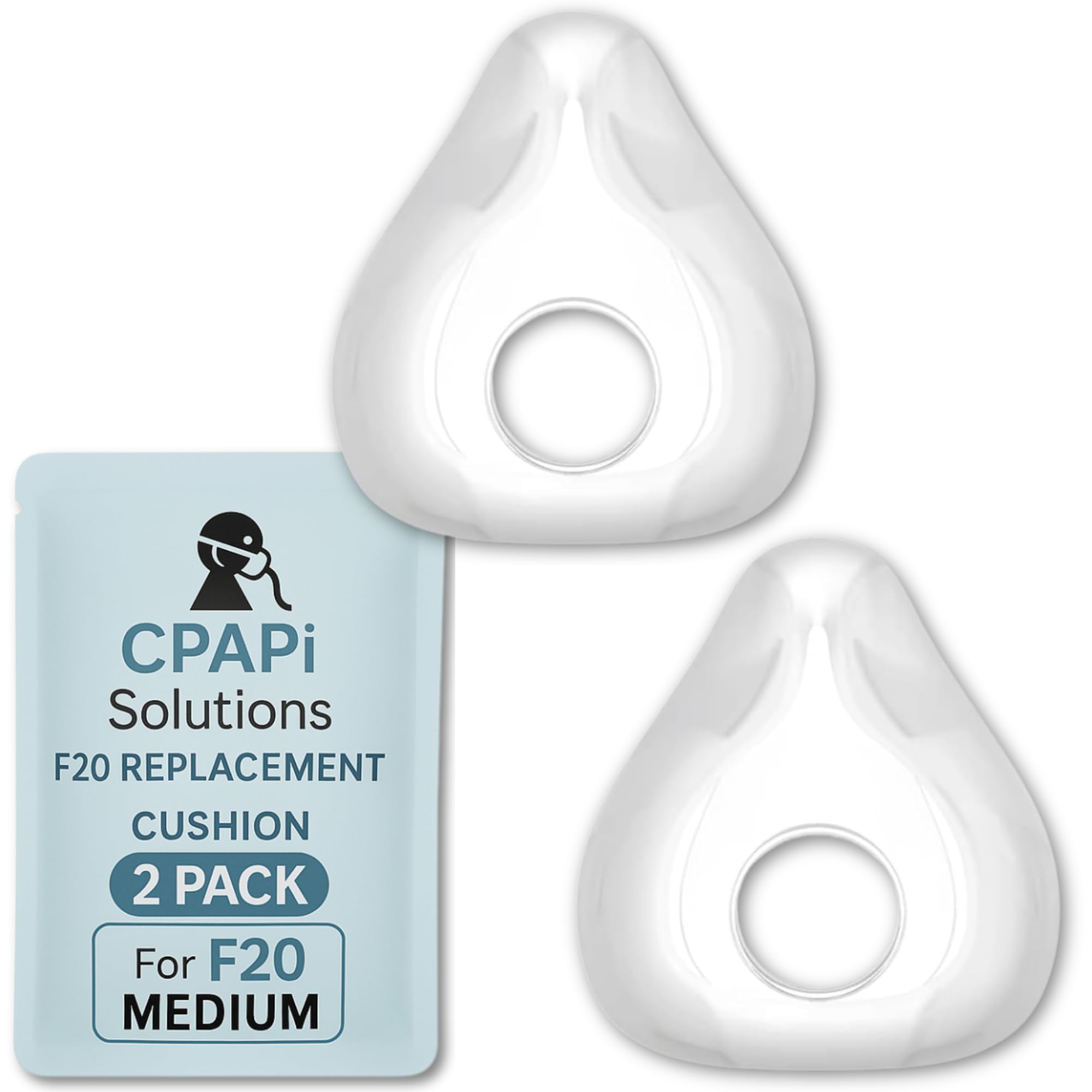 2 Pack Replacement Cushion Compatible with F20 (Medium) AirFit AirTouch Mask, Premium and Snug Fit, Soft and Durable Material, Covers Nose and Mouth, Medium