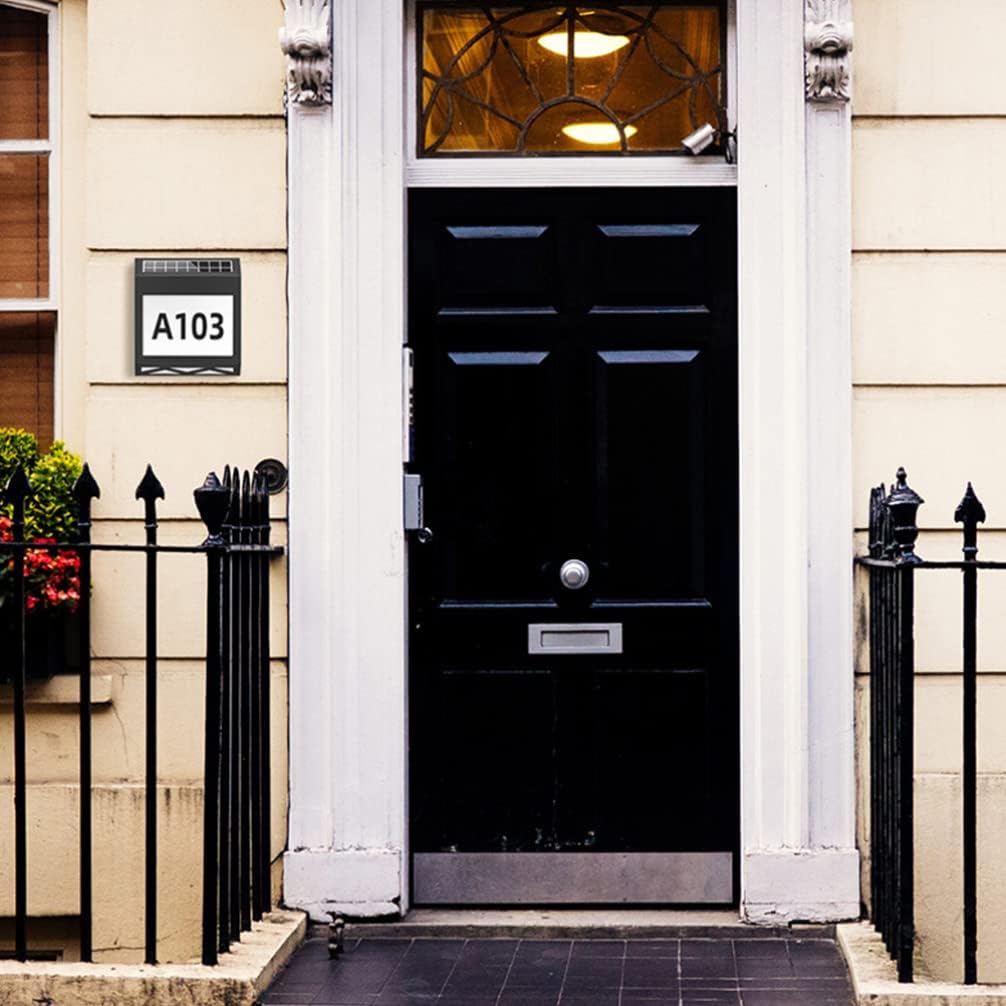 DOITOOL 1set Solar Powered Address Sign Led Light Outdoor House Number Plaque for Easy Installation Garden Patio Porch Bright Light for Enhanced Visibility