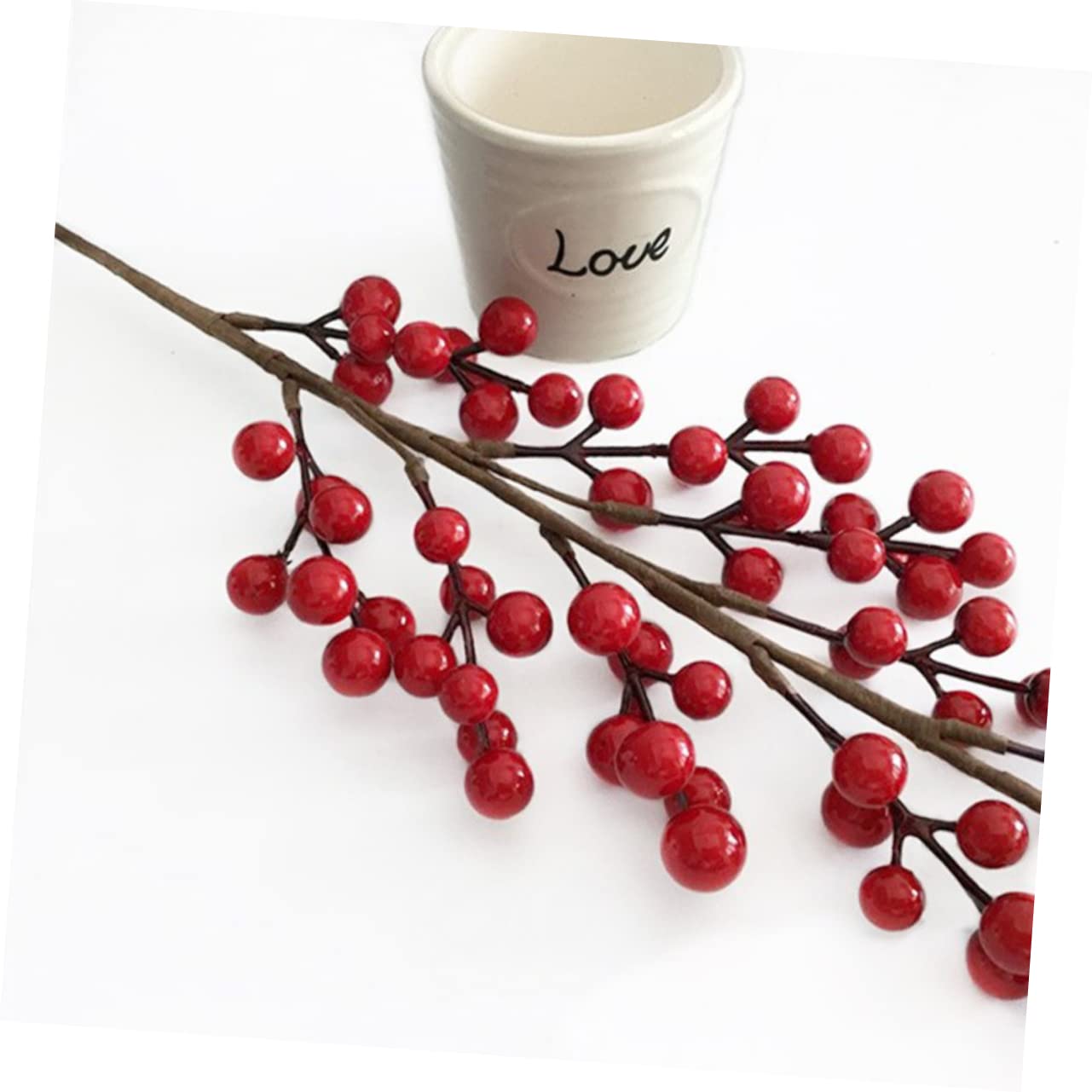 Abaodam 2 Set Di Bacche Di Natale Rami Di Frutta Finti Bacche Decorative in Rattan Per Ghirlande Domestiche 2 Pezzi*2