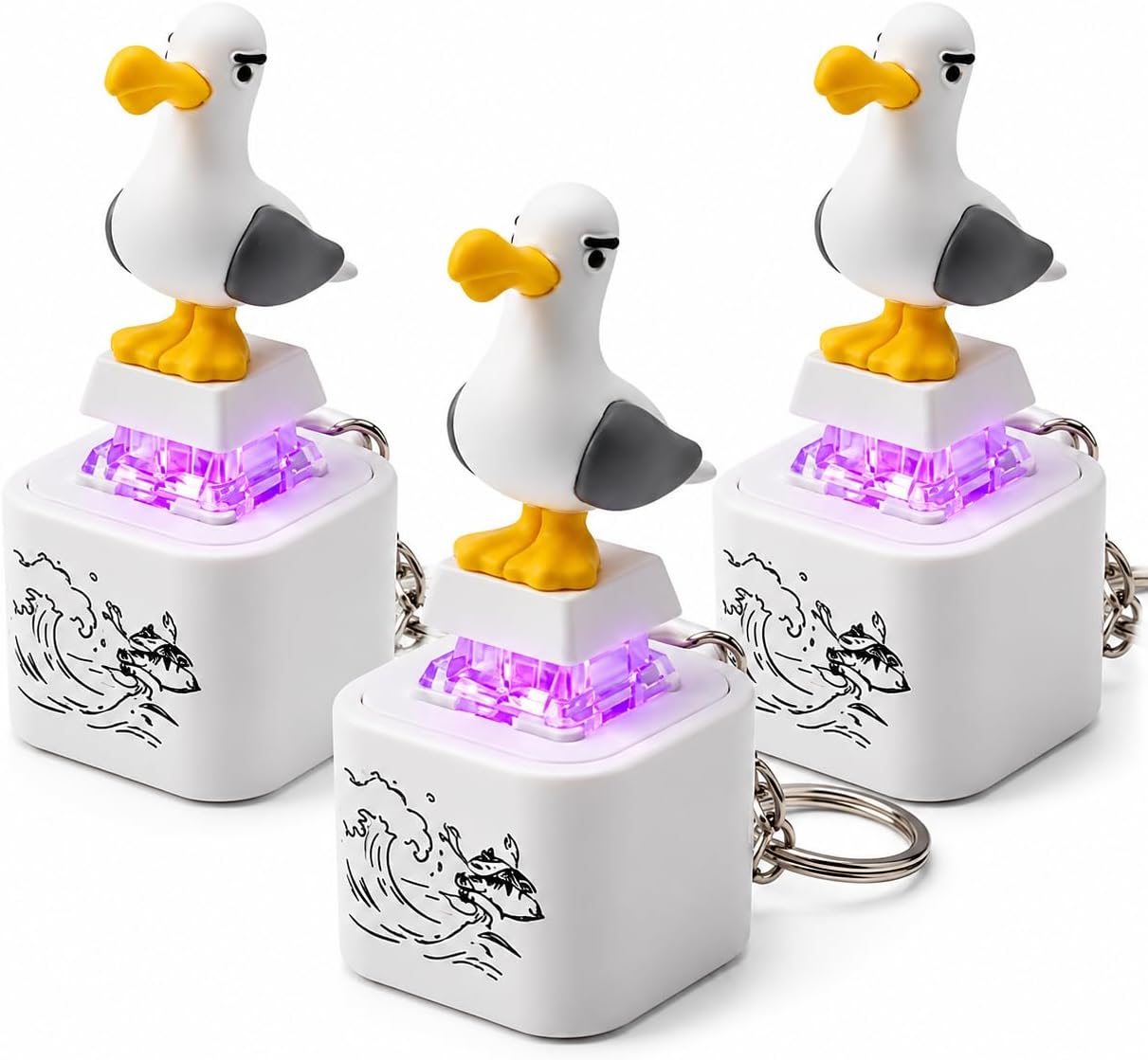 Seagull Button Keychain, Clicker Button Keychain with Sound