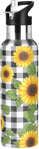 Botella de agua aislada de acero inoxidable con popote de 32 onzas, botella de agua deportiva sin BPA aislada para gimnasio, viajes al aire libre,