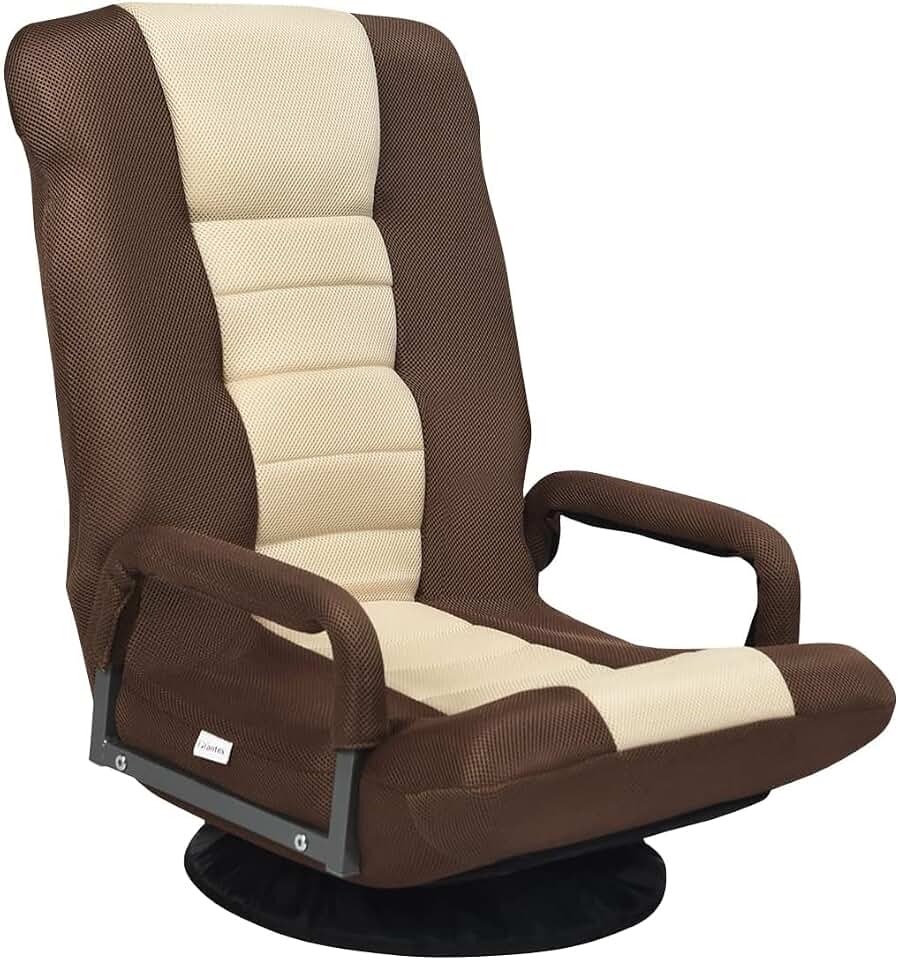 COSTWAY Silla de Suelo con Base Giratorio 360 ° y Respaldo Ajustable en 6 Posiciones Silla de Relax Meditación Sillón Perezoso Carga hasta 140 kg