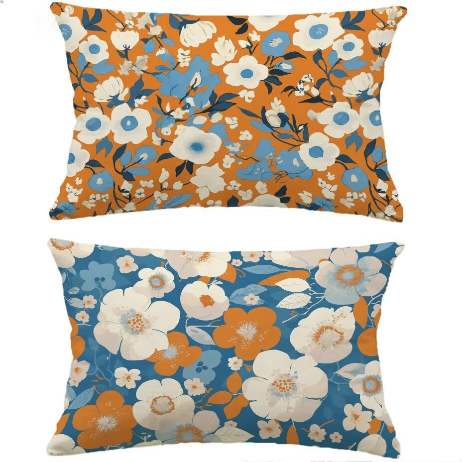 Housse de coussin de jardin fleur orange brûlé pour une ambiance cosy - 2