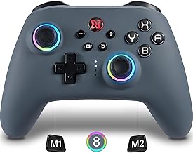 Switch controller, Wireless Switch Pro Controller with No-Dead Zone for Switch /Switch Lite/Switch OLED, 8 Colors LED Switch Gamepad with ALPS Josticks/Programmable/Motion Control/Vibration/Turbo/Wake up