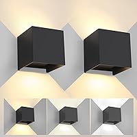 Vista 40 de Paquete de 4 luces de pared para exteriores, apliques de pared LED para exteriores/interiores, IP65, impermeables, cuadradas, de aluminio, lámparas