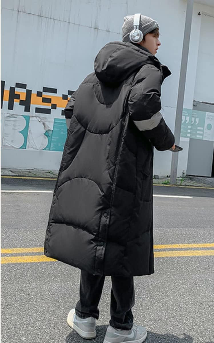 Piumino Caldo Ispessito da Uomo Inverno Sciolto Sport All'aperto Antivento Piumino di Media Lunghezza Unisex Tendenza Casual Piumino con Cappuccio