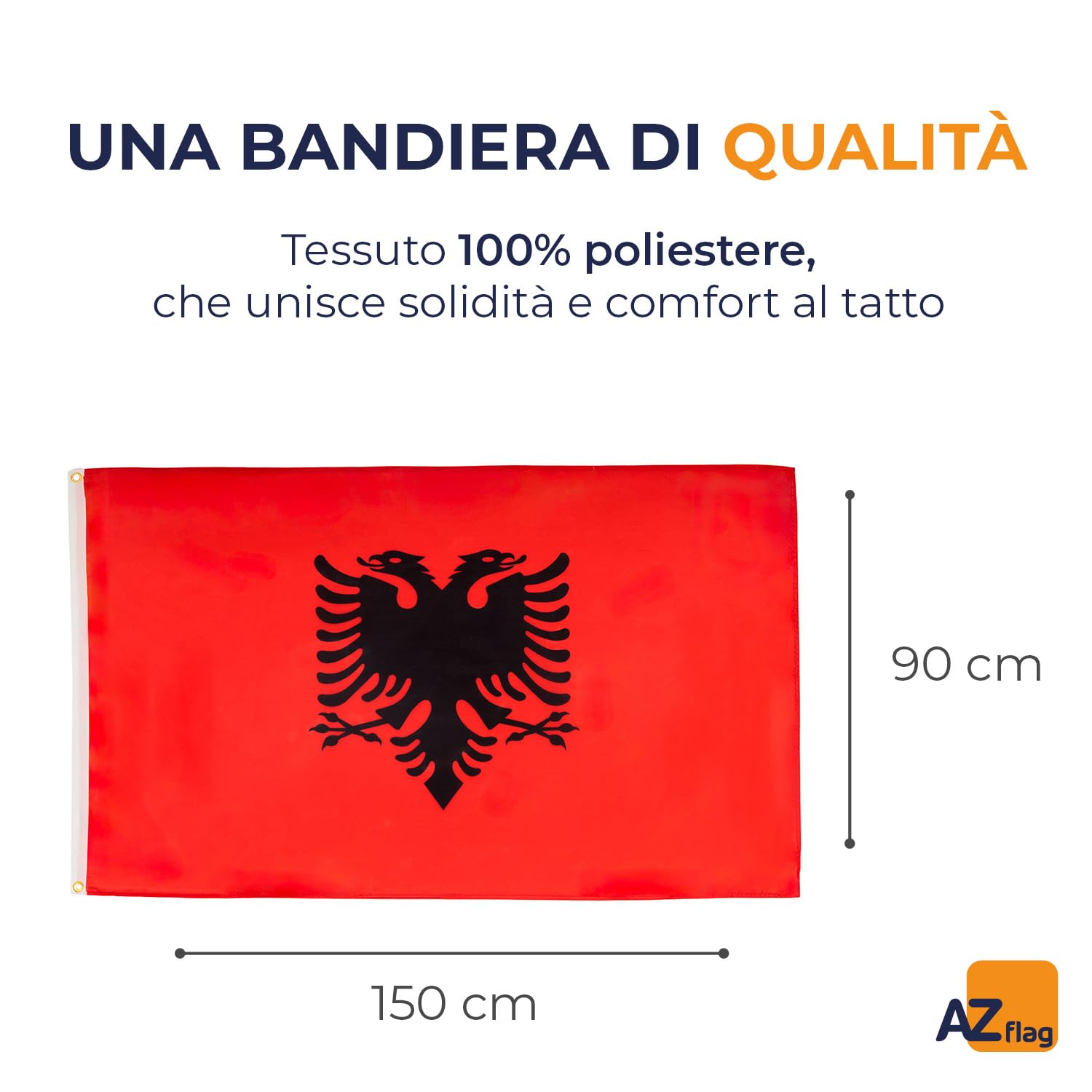 BANDIERA ALBANIA 150x90cm - GRAN BANDIERA ALBANESE 90 x 150 cm Poliestere leggero - Bandiere - AZ FLAG - 3