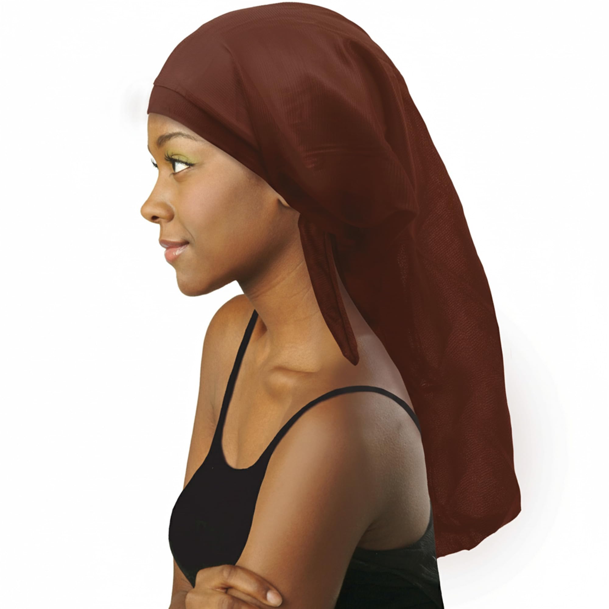 Donna Women's Brown Silky Satin Extra Long Braid Bonnet – Comfortable Sleep Cap For Braids, Locs & Long Hair – One Size Fits All (Us, Alpha, One Size, )