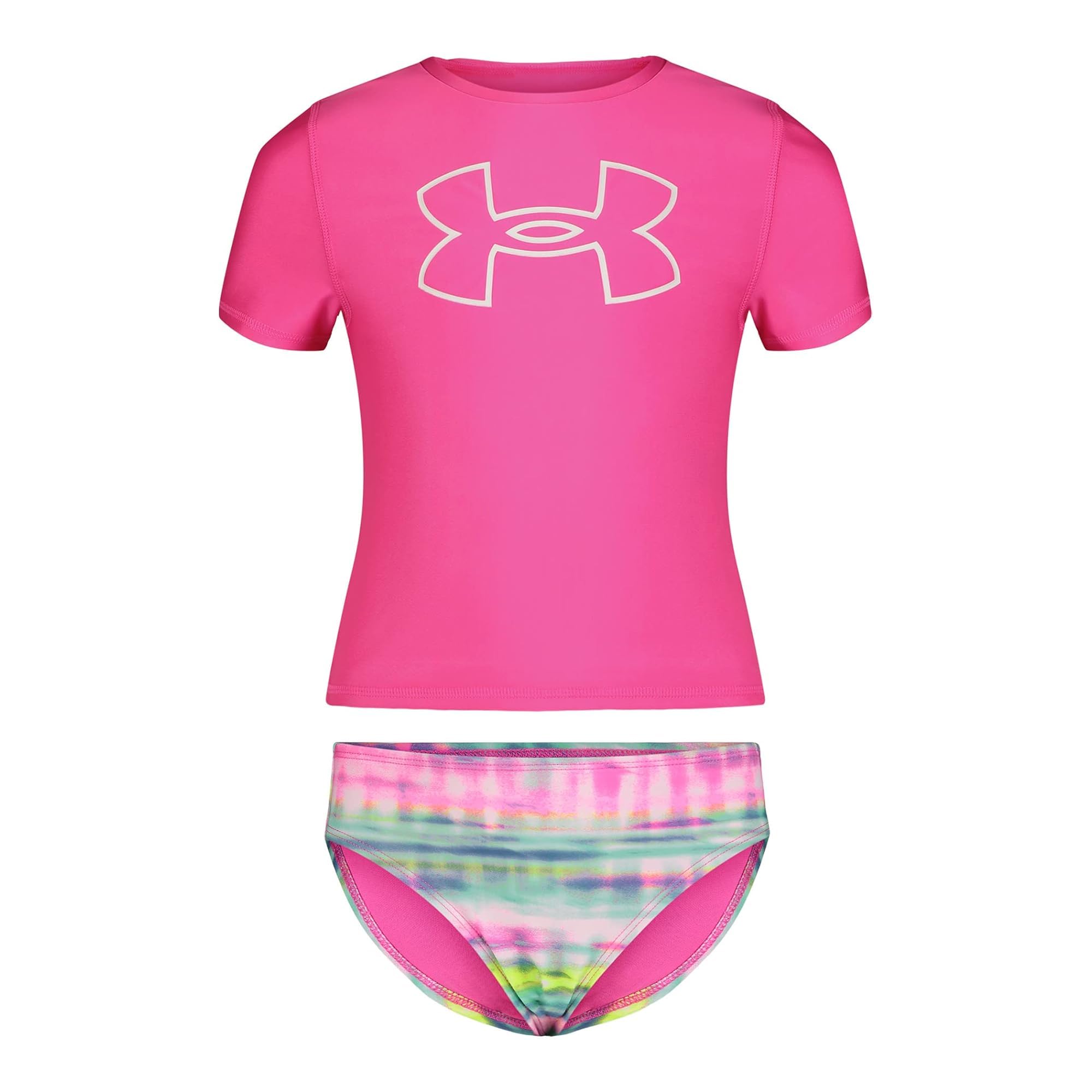 Under Armour Girl's Short Sleeve Rashguard Surf Shirt and Swim Bottoms Set