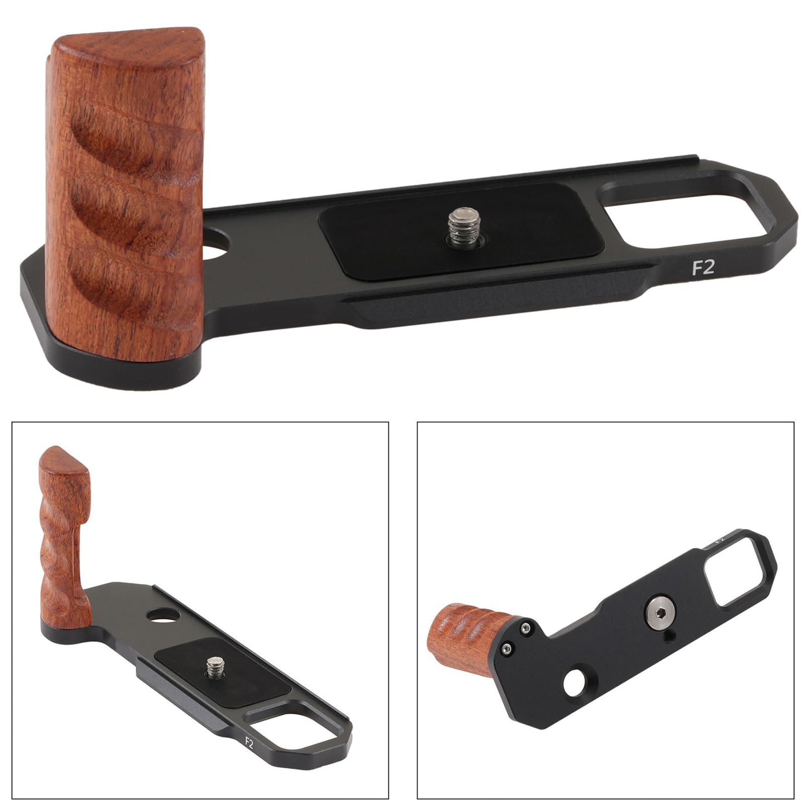 Impugnatura in legno per fotocamera, staffa a L a sgancio rapido con design antiscivolo per fotografia DSLR e impugnatura per fotocamera di stabilità