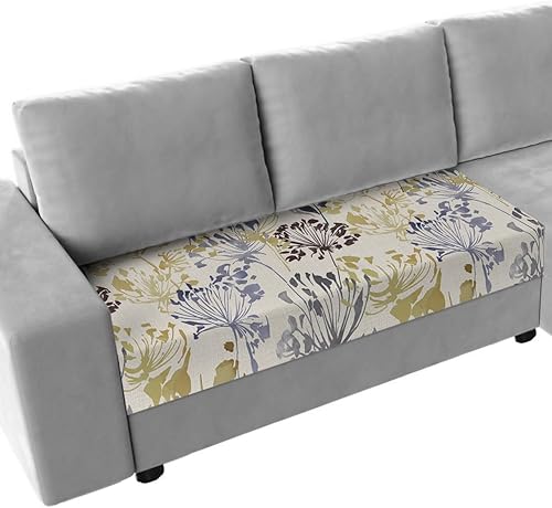 Miniatura 1 de Fundas de cojín elásticas para sofá con diseño de flores amarillas, grises y marrones, con parte inferior elástica, fundas de cojín rústicas y