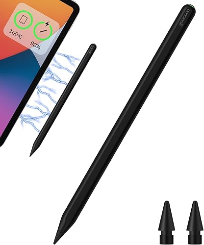 GOOJODOQ - Lápiz óptico de carga inalámbrica para iPad, lápiz GD13 iPad de 2 generación con rechazo de palma inclinable y Bluetooth magnético,