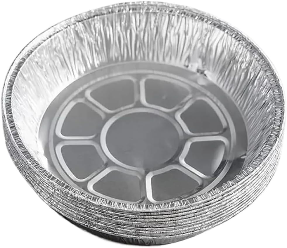Aluminum baking pans, 50Pcs Round Silver Foil Food Container Aluminum Foil Plate Tin Foil Pie Pans for Air Fryer