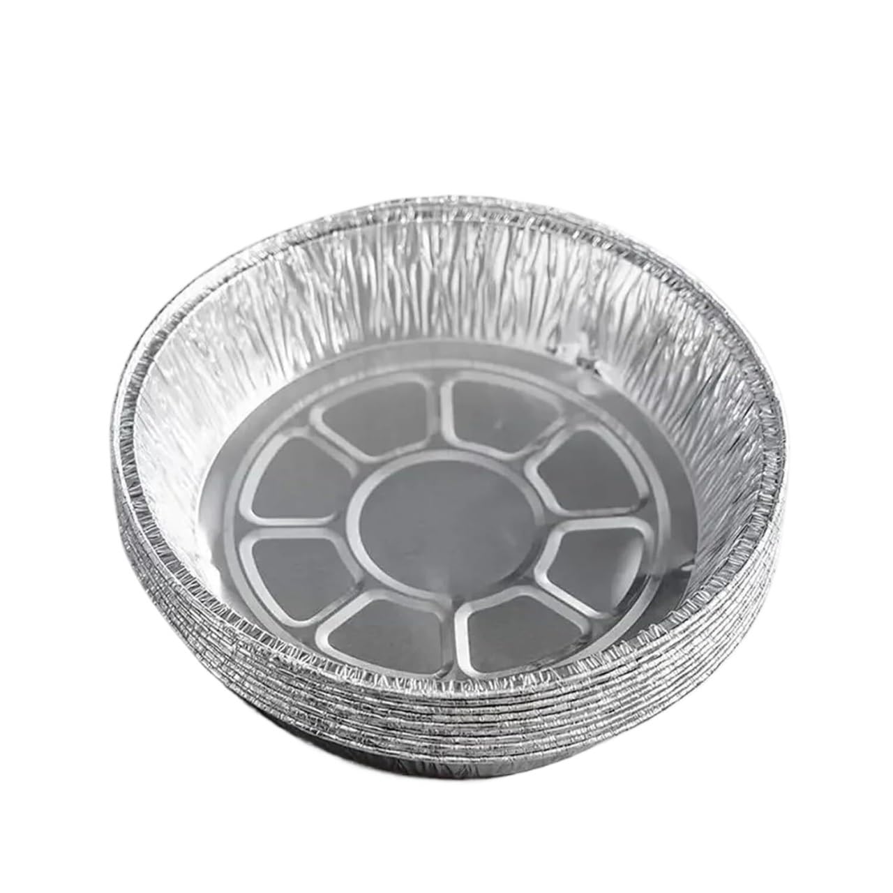 Silberhaltigen Lebensmittelbehälter, 50 Stück runde Lebensmittelbehälter aus Silberfolie, Aluminiumfolie, Teller aus Zinnfolie, Kuchenformen for die Luftfritteuse