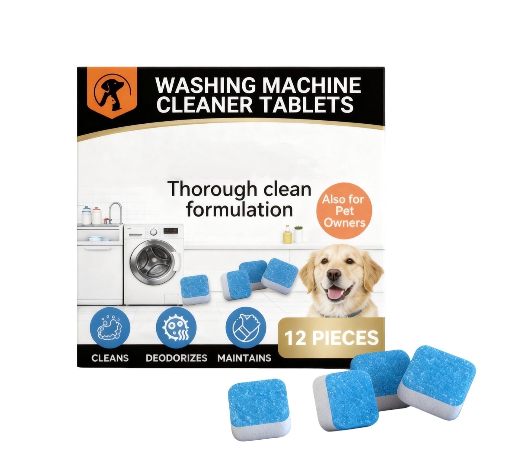 12er-Pack Waschmaschinen-Reinigungstabletten, One-Touch-Entkalkung for den täglichen Gebrauch(2pcs)