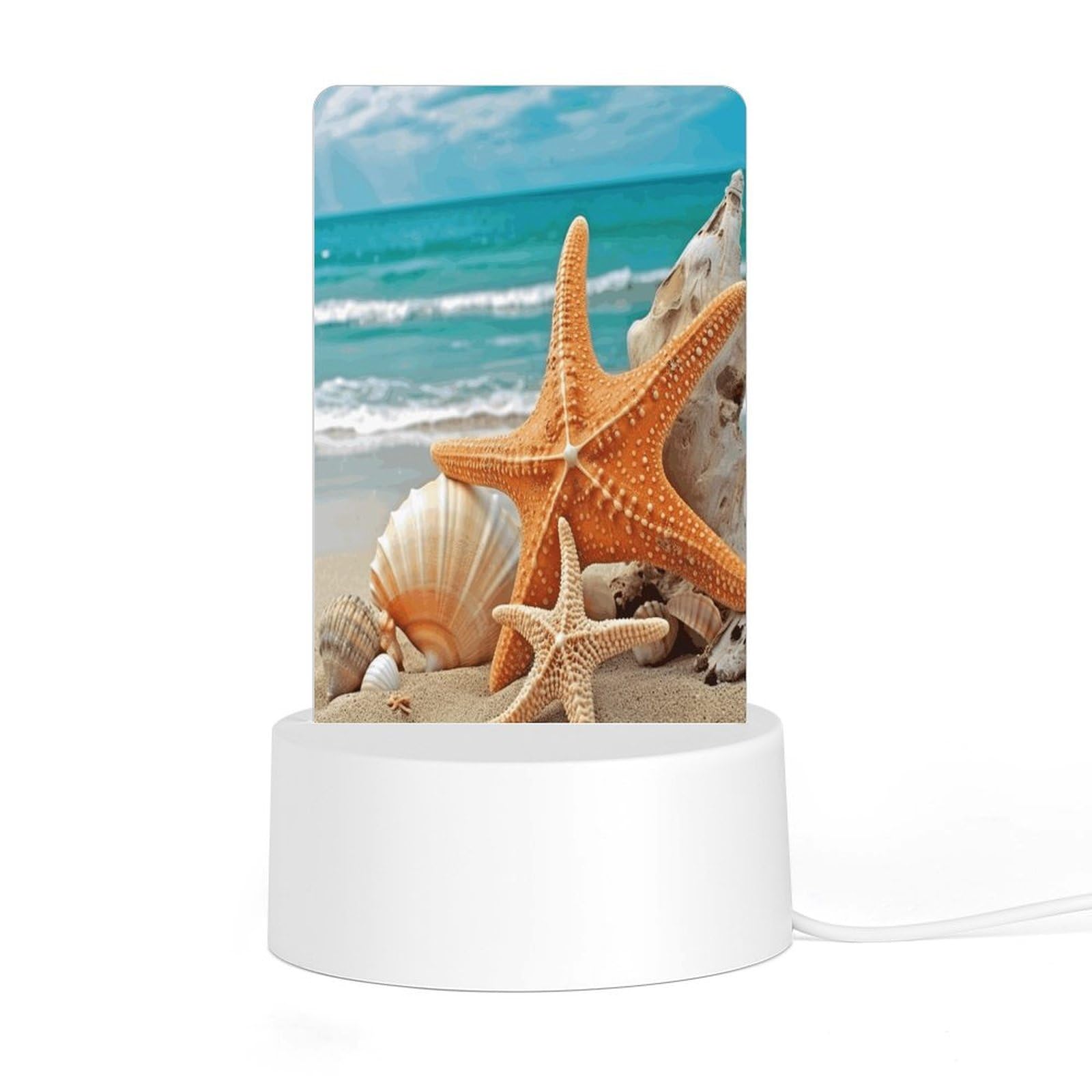 Adfgyerh Style Starfish Seashell Beach Night Light Acrylic Material Easy Installation, Home Decor Usb Interface Power Supply, Lamp For Restaurant Bar Cafe Room Decor
