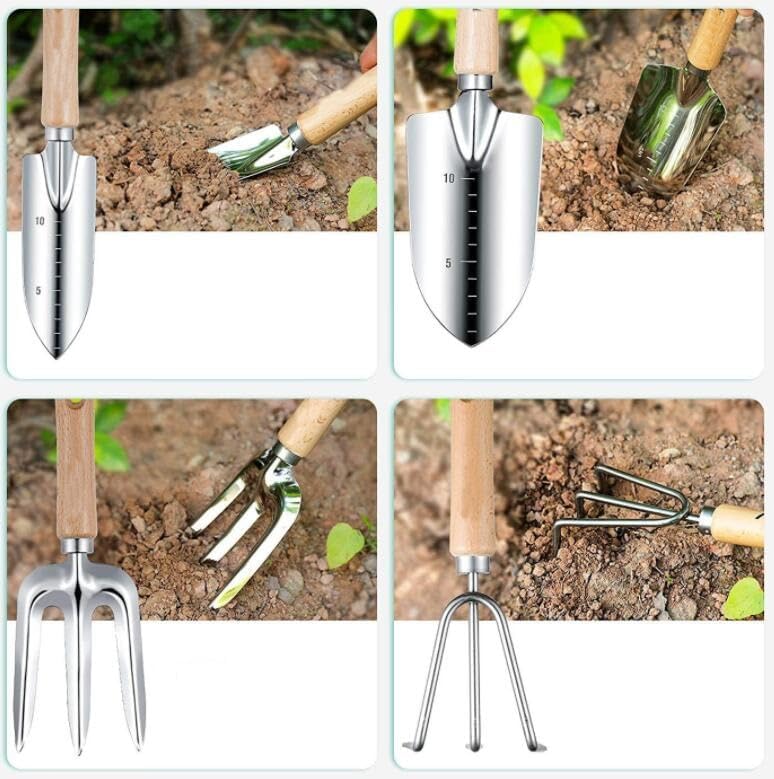 Miniatura 6 de Herramientas de jardinería 9 piezas resistentes herramientas de mano de jardinería bolsa organizadora duradera, juego de herramientas de jardín a