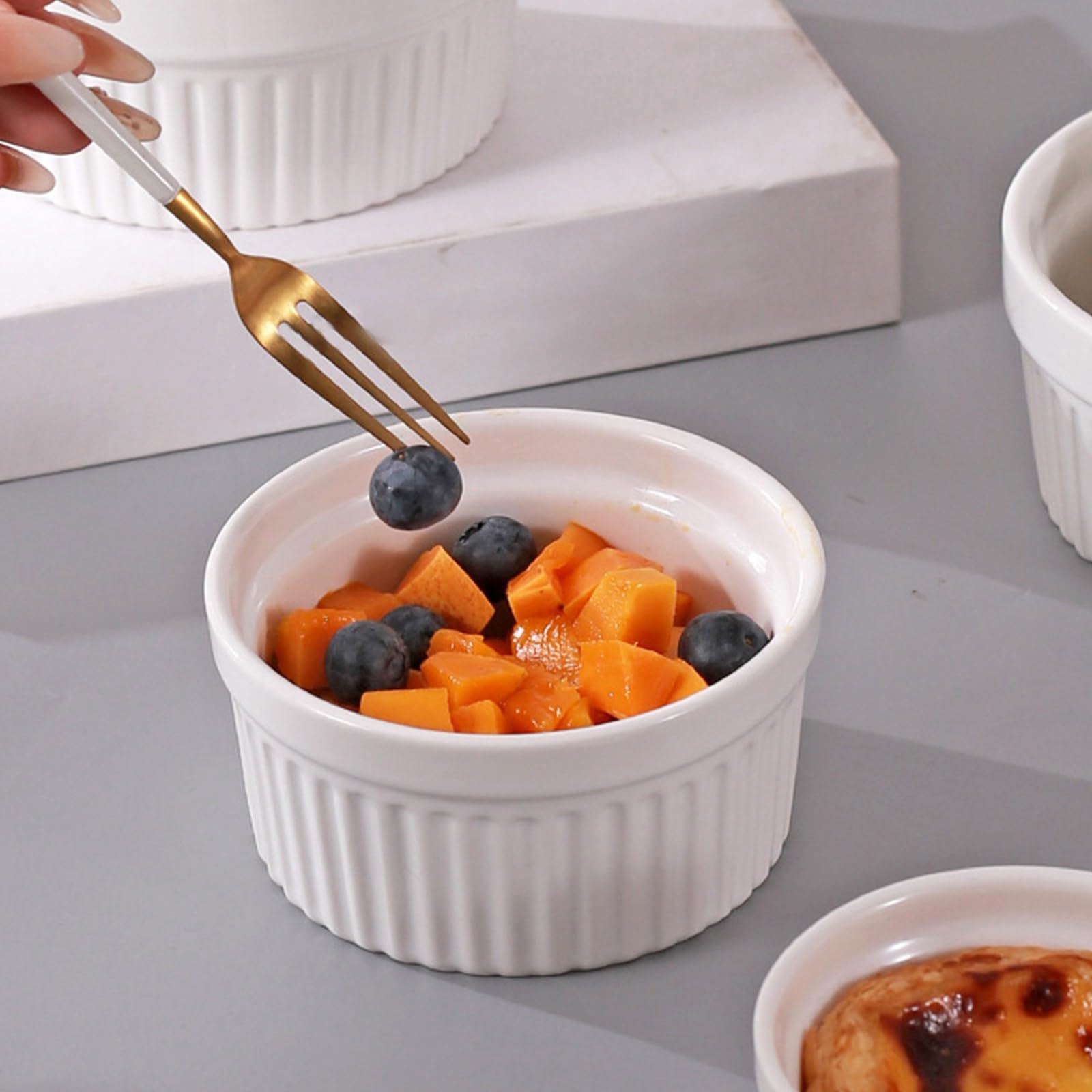 Ceramic Baking Bowl 4 moldes de cerámica for ramequines, aptos for horno, for crème brûlée, pudín, natillas, soufflé, ramequines, salsas for mojar, pequeños de cerámica(4 oz)