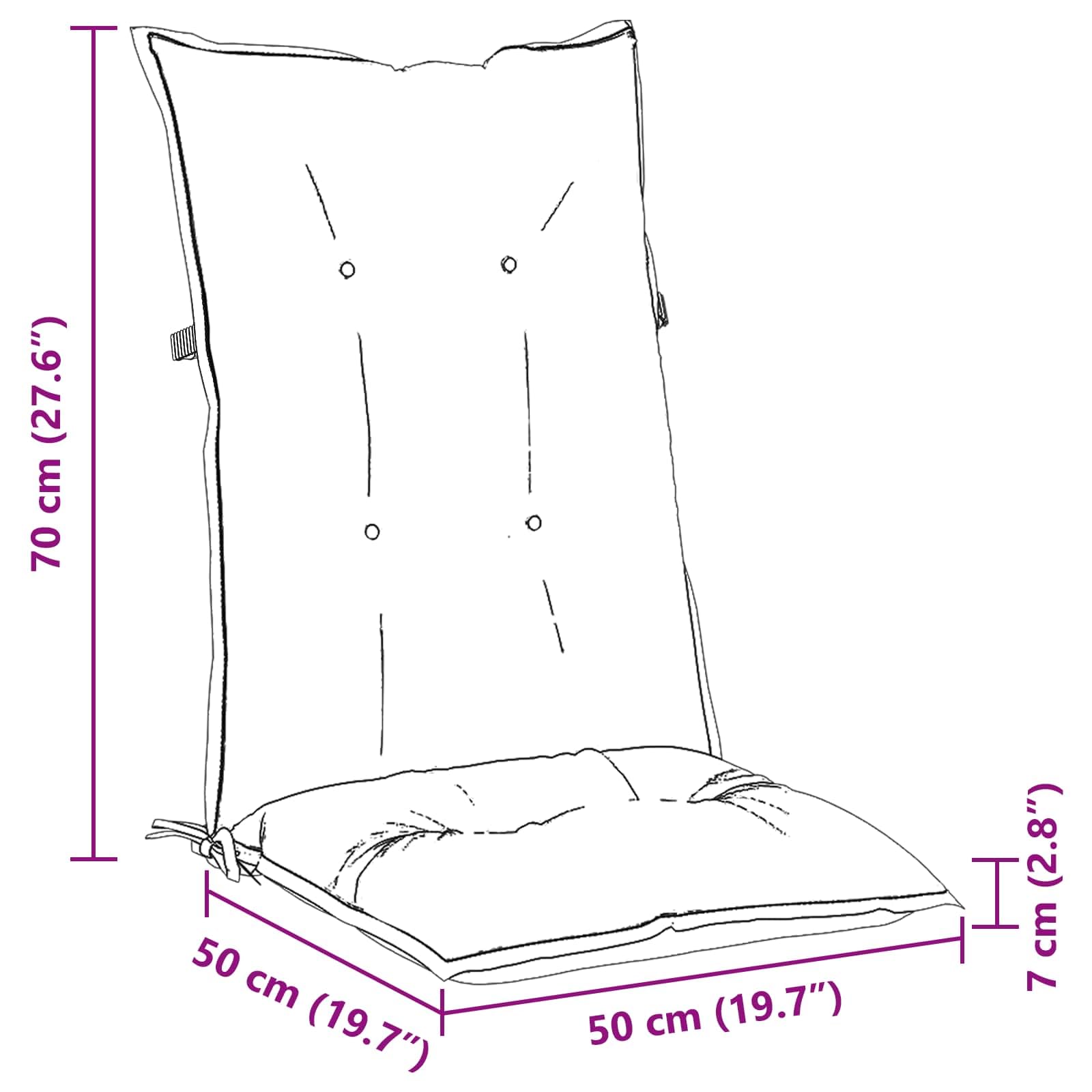 Set di 6 cuscini per esterni, 120 x 50 x 7 cm, in tessuto, con fasce elastiche, per giardino, terrazza, balcone, antiscivolo e lavabile, ergonomici per sedia, sgabello, ufficio, sedia a