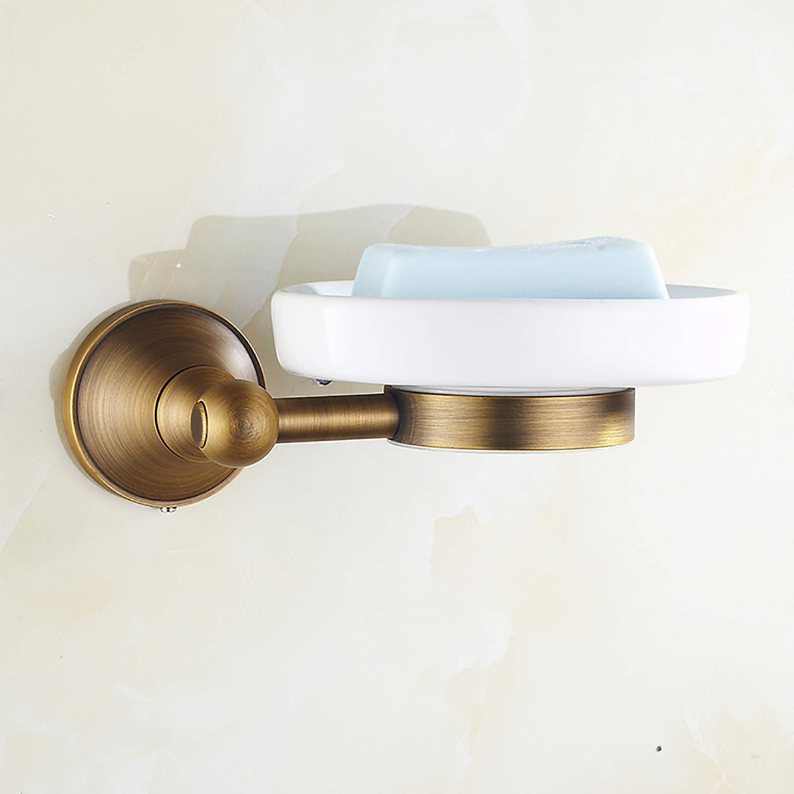 Jabonera de cerámica para ducha, latón montado en la pared, soporte para jabón para baño, cocina, cesta de jabón cepillada antigua
