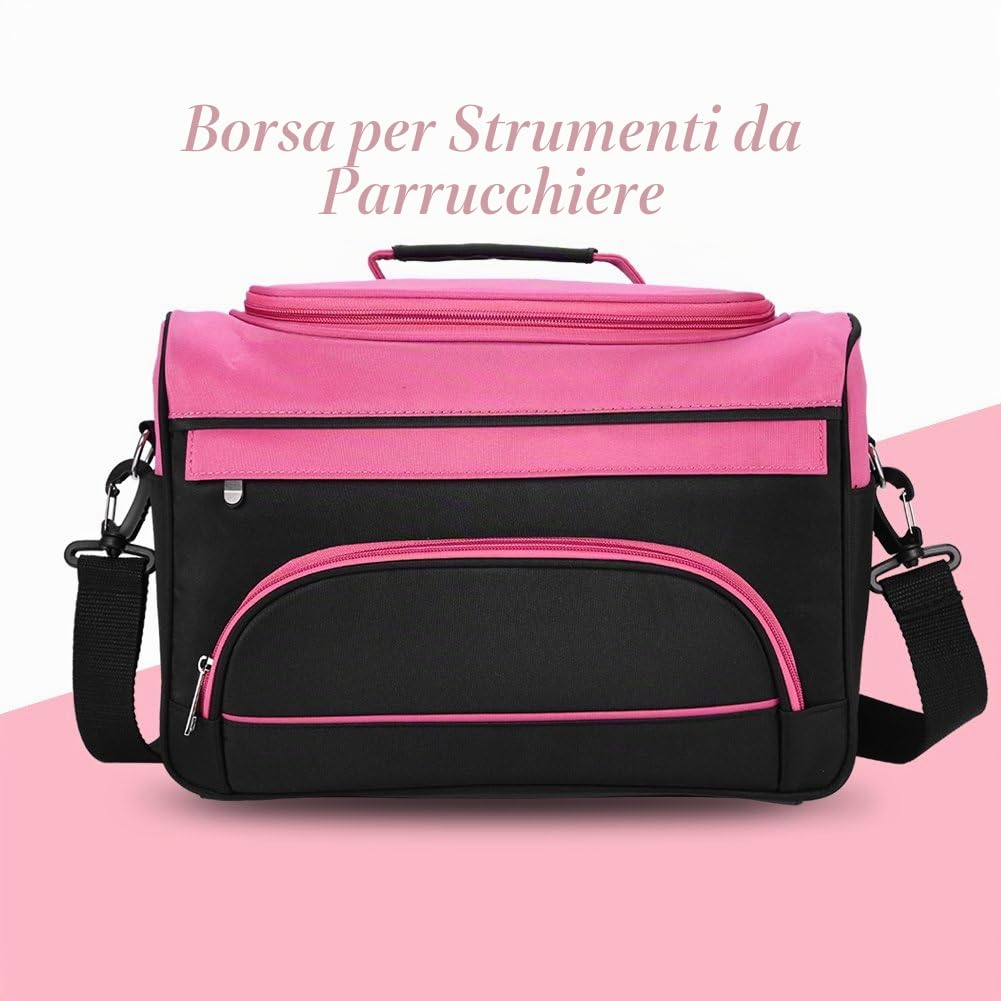 Brrnoo Borsa per parrucchieri, borsa a tracolla per strumenti di parrucchiere, valigie portatili per parrucchieri, grande capacità, per asciugacapelli e raddrizzatori, forbici e pettine