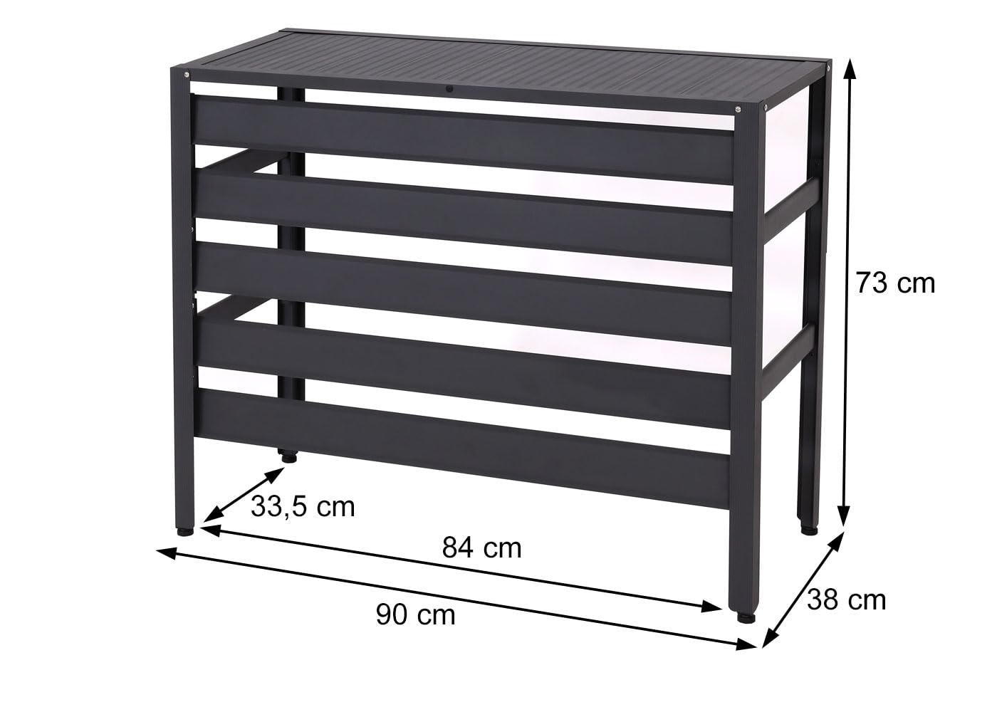 Mendler Alu Verkleidung für Klimaanlage/Wärmepumpe HWC-K59, Abdeckung Schutzgitter Pflanzenregal, Metall 73x90x38cm - grau