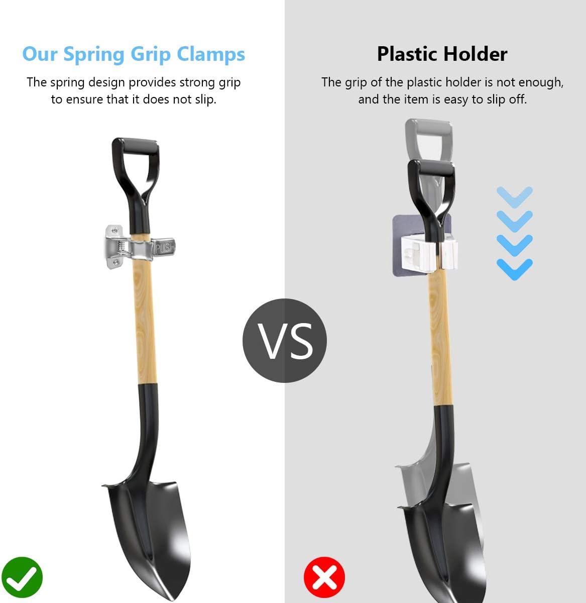 Hottest Sales 10 Pack Spring Grip Clamps, Metal Wall Mounted Tool Clips Garage Closet Wall Organizer Holder for Rakes, Shovel, Brooms, Mop Holder Hottest Sale 10 Pack Spring Grip Clamps, Metal Wall Mounted Tool Clips Garage Closet Wall Organizer Holder for Rakes, Shovel, Brooms, Mop Holder