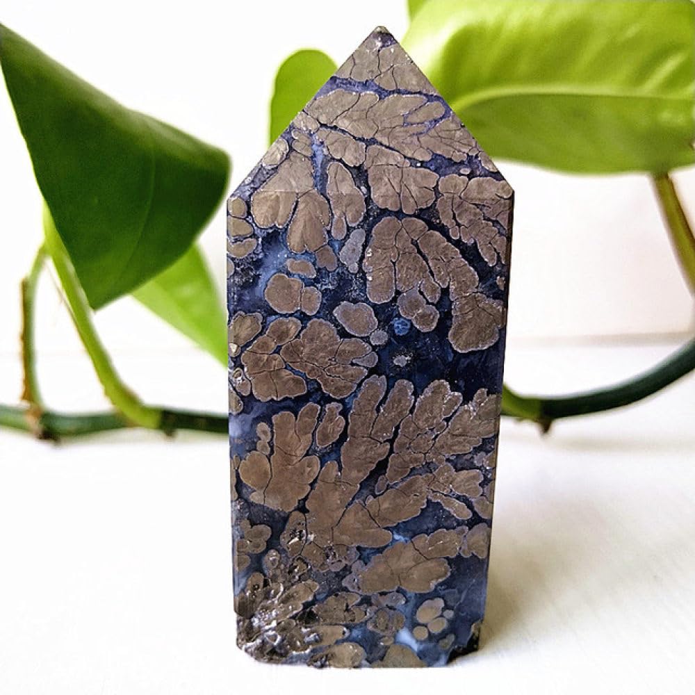 Pointe de baguette en pierre d'agate et pyrite idée cadeau déco