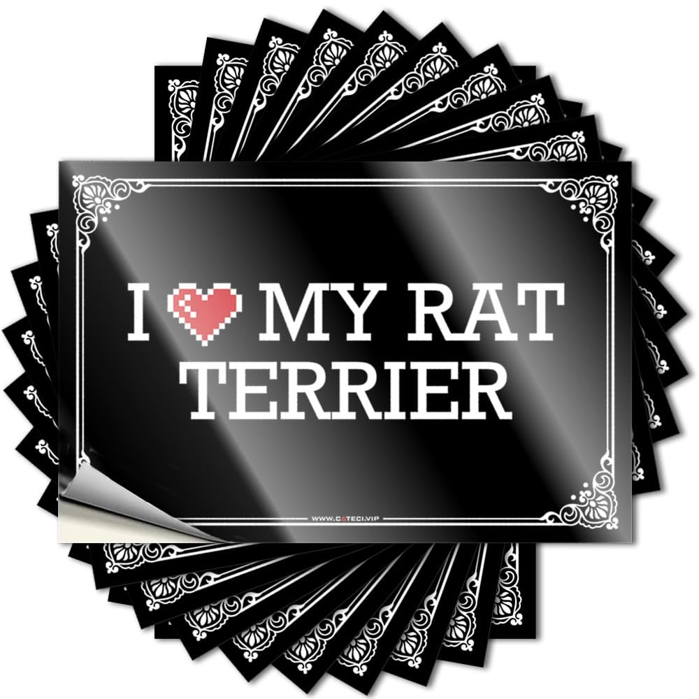 Fzfn Colour Personalized Sticker Durable Bottle | I Love My Rat Terrier Punk Self Adhesive Sticker For Darts Diy(12X18cm)