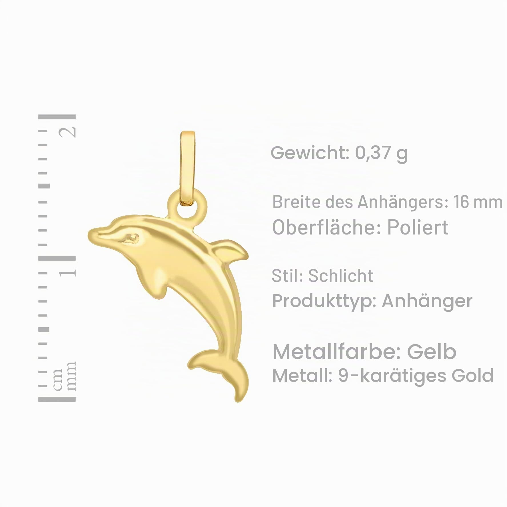CARISSIMA Damen 9 Karat Gelbgold Delphin Talisman Anhänger