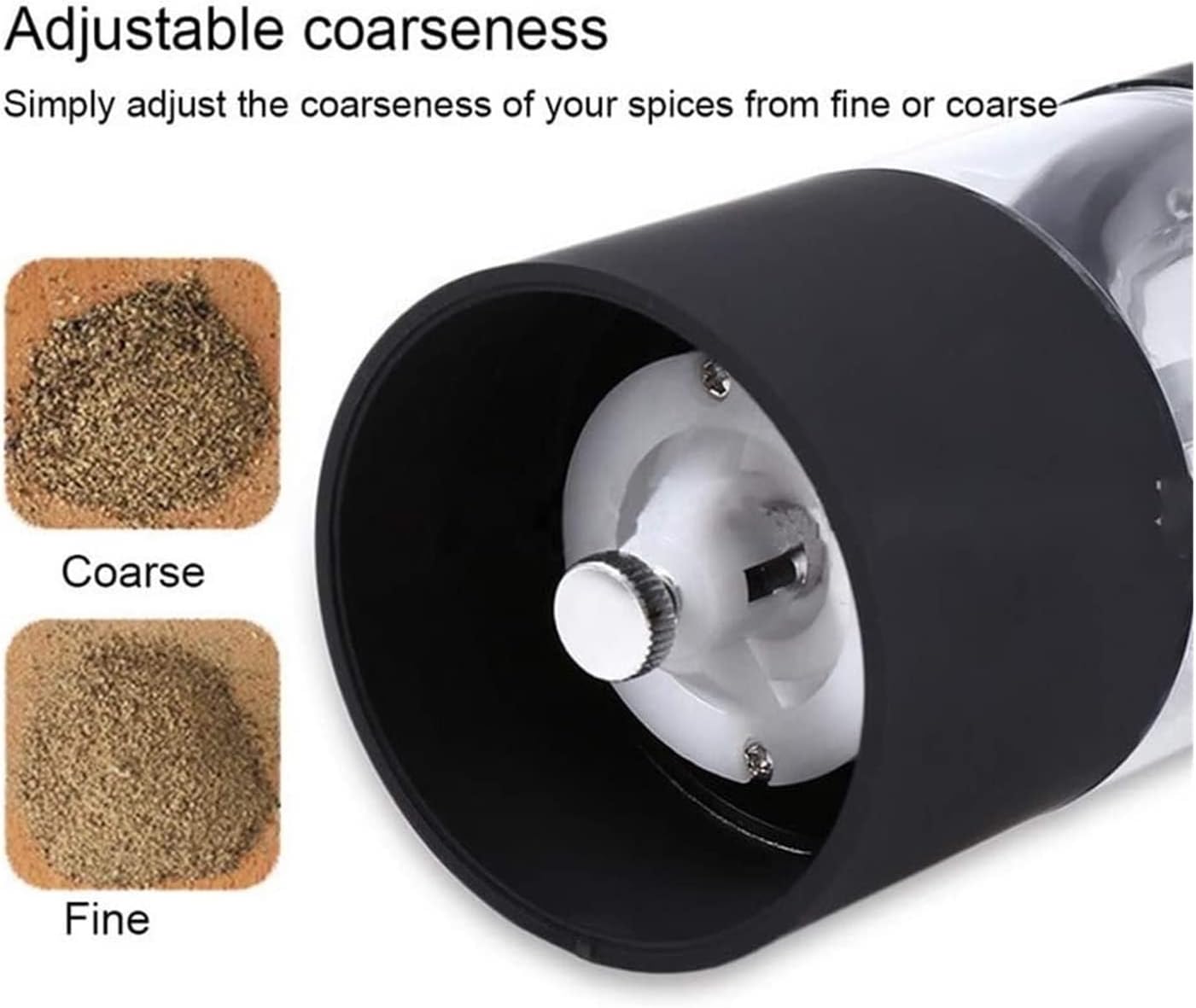 Refillable Pepper Mill Electric Salt And Pepper Grinder Set，Automatic, Battery Operated ABS Spice Mills Salt Peppercorn Shakers, Yellow