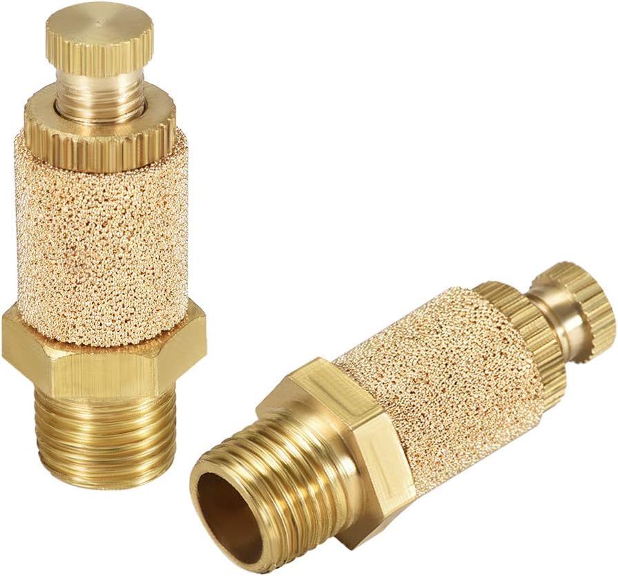 uxcell Sintered Bronze Exhaust Muffler Top Adjustable G1/8 Pneumatic Air Muffler Air