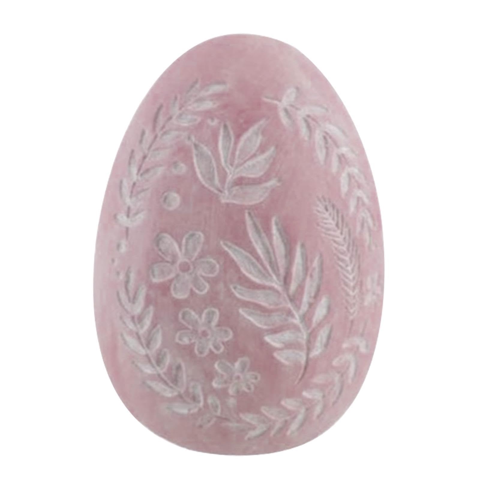 PIXZCSA Easter Sculpture Egg Figurine Resin Ornament Exquisite Home Decor Stunning Tabletop Accessories With Intricate Floral Designs Easter Egg Statue Home, Pink, 8.4x8x10.5cm