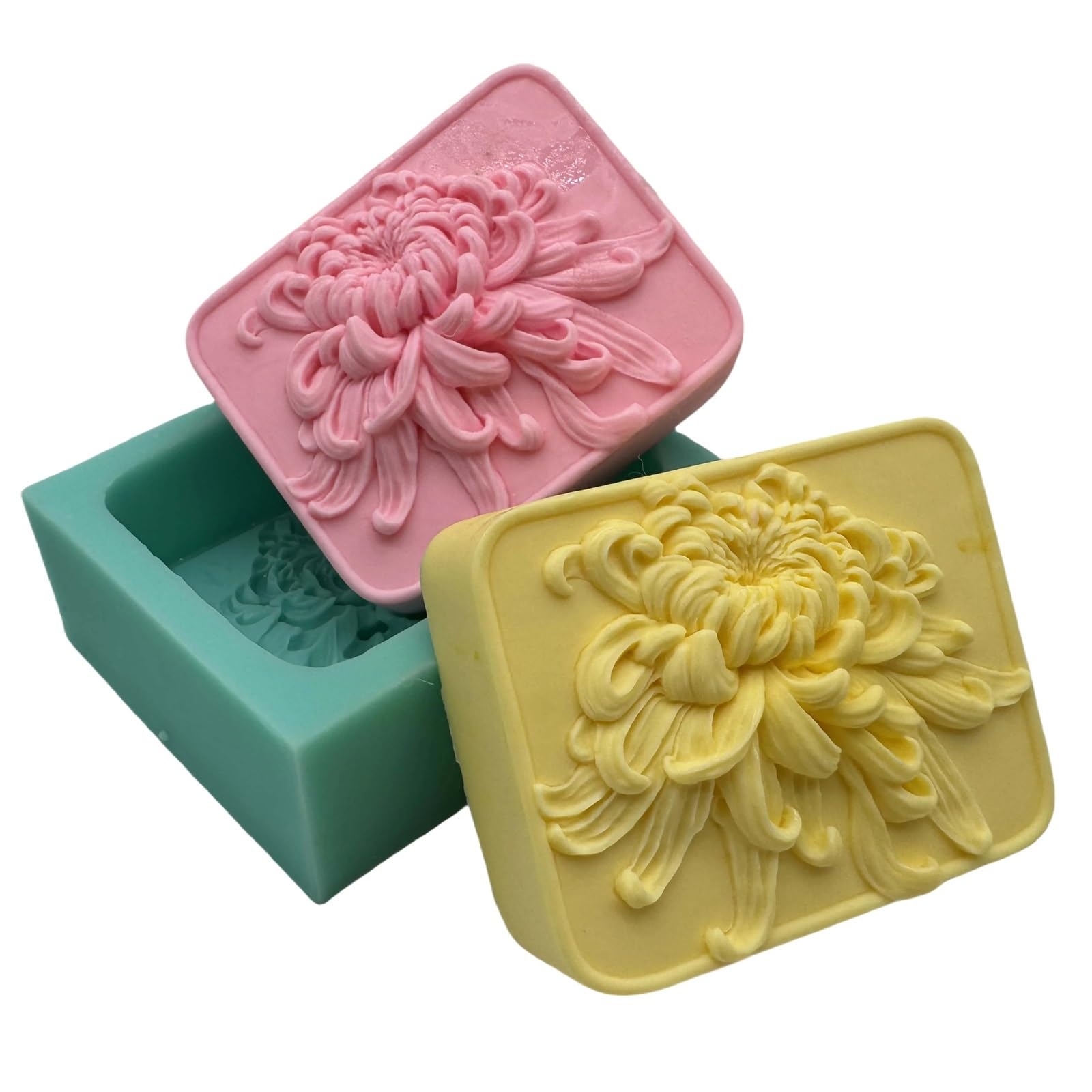 3d Elegant Sunflower Soap Mold Rectangle Silicone Making Molds DIY Handmade Bar Mould For Lotion Bars for Making Soaps Bar(Daisy flower)